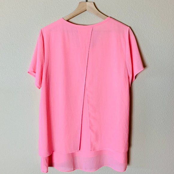 NWT MICHAEL KORS Layered Split Back Pink Blouse - Picture 4 of 7